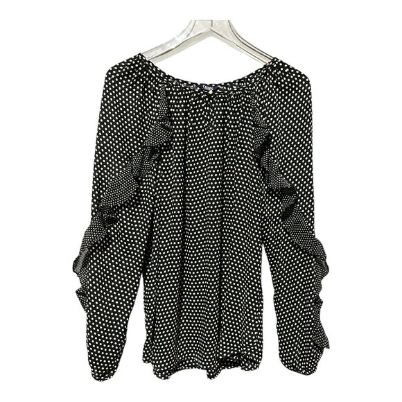 Ralph Lauren Chaps Women's Polka Dot Ruffle Blouse Size Large L - Picture 1 of 9